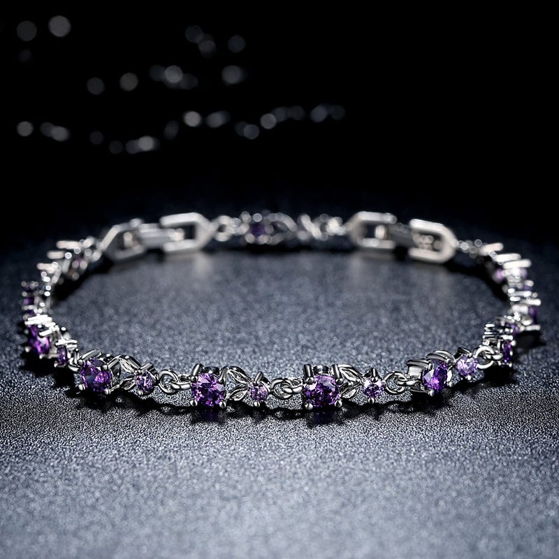 WOSTU White Gold Plated 3mm Rhinestone Classic Tennis Bracelet with Cubic Zirconia| White Gold Bracelets for Women | Size 6.5-8 Inch - Image 5